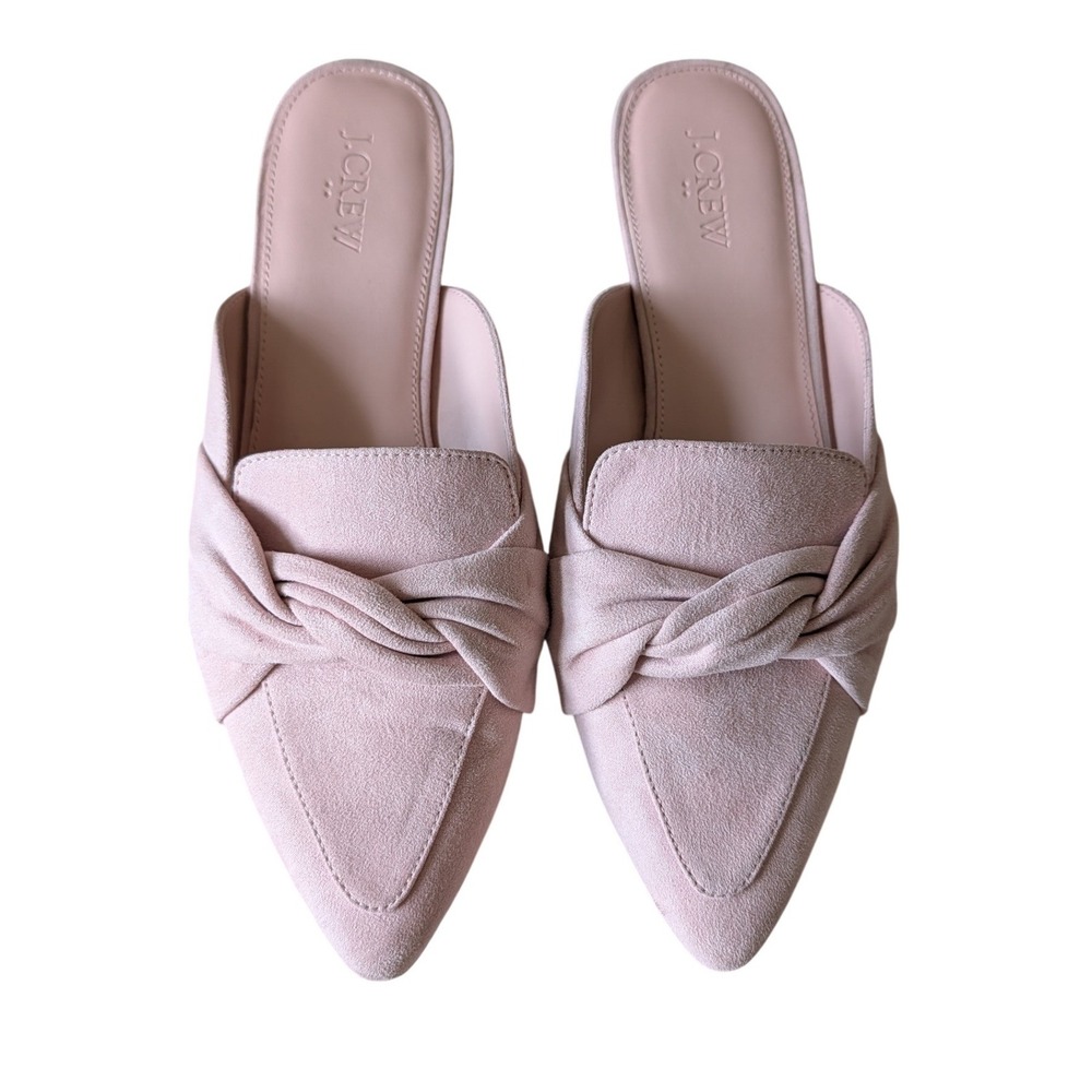 J.Crew Women's Pink Suede Twisted Knot Pointed Toe Mules Flats- Size 9